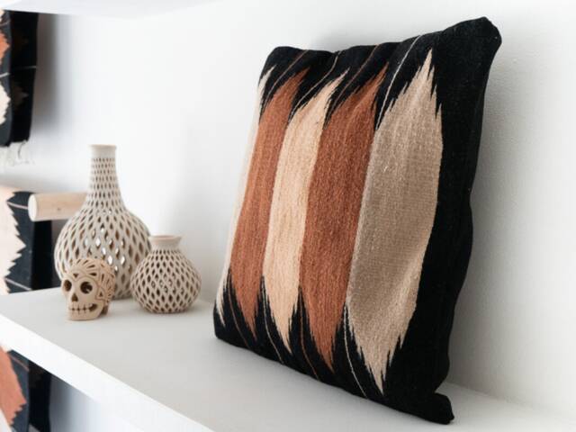 Black Zapotec Pillows Decorative Cushions Boho Mexican Woven Wool Cushion - image 1