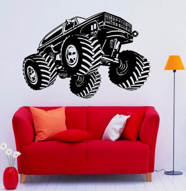 Monster Truck Wall Decal Vinyl Sticker Mural Garage Interior Removable Home Art Decor - 2Bmc - image 1