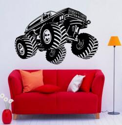 Monster Truck Wall Decal Vinyl Sticker Mural Garage Interior Removable Home Art Decor - 2Bmc - thumbnail 1