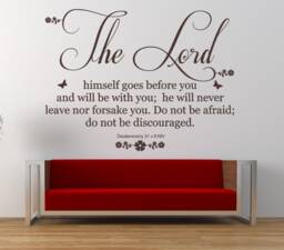Deuteronomy 31 V 8, Christian Bible Verse Quote, Niv, Vinyl Wall Art Sticker Decal Mural. Home, Church, School, Decor