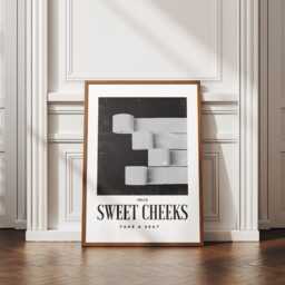 Sweet Cheeks - Toilet Roll Poster Unique Bathroom Print, Poster, Wall Art, Cool Funny Home Decor - thumbnail 1