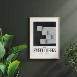 Sweet Cheeks - Toilet Roll Poster Unique Bathroom Print, Poster, Wall Art, Cool Funny Home Decor - thumbnail 2