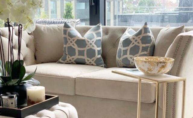 Fascino Mineral Luxury Cushion Cover, Pillow Throw - Designer Clarke & Fabric, Duck Egg -Geometric Worldwide Shipping - image 1
