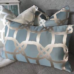 Fascino Mineral Luxury Cushion Cover, Pillow Throw - Designer Clarke & Fabric, Duck Egg -Geometric Worldwide Shipping - thumbnail 3