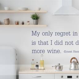 Ernest Hemingway Wall Decal Quote Drink More Wine - Vinyl Art Kitchen Home Decor - thumbnail 3