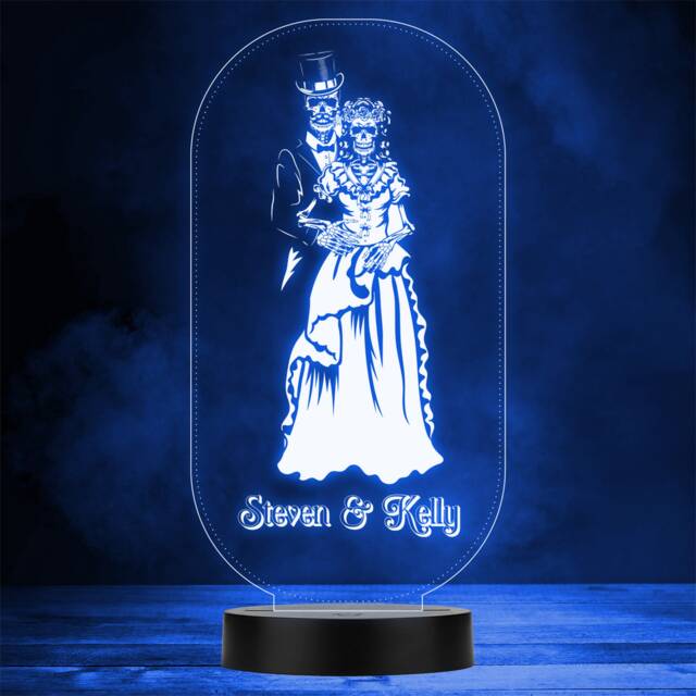 Skeletons Wedding Married Couple Gothic Gift Colour Change Night Light - image 1