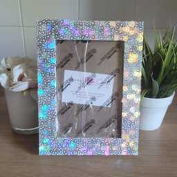 Silver Holographic Paw Print Confetti Photo Frame 5 X 7 Inches - thumbnail 4