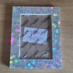 Silver Holographic Paw Print Confetti Photo Frame 5 X 7 Inches - thumbnail 3