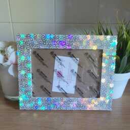 Silver Holographic Paw Print Confetti Photo Frame 5 X 7 Inches - thumbnail 2