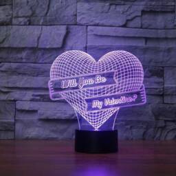 Will You Be My, 3D Illusion Smart App Control Night Light Bluetooth, Music, 7&16M Color Mobile App, Made in UK - thumbnail 1