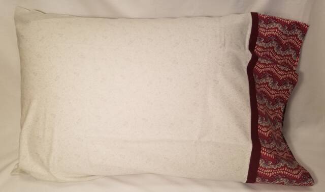 Cream & Red Floral Trim Standard/Queen Pillowcase - image 1