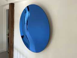 Dark Blue Concave Wall Mirror 100cm - Handmade Curved Glass UK Artisan