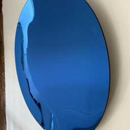 Dark Blue Concave Wall Mirror 100cm - Handmade Curved Glass UK Artisan - thumbnail 4