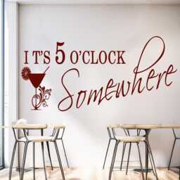 It's 5 O'clock Somewhere Wall Sticker, Vinyl Bar Quote Decor - thumbnail 3