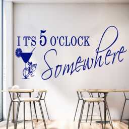 It's 5 O'clock Somewhere Wall Sticker, Vinyl Bar Quote Decor - thumbnail 2