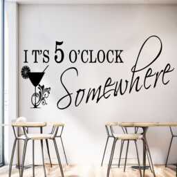 It's 5 O'clock Somewhere Wall Sticker, Vinyl Bar Quote Decor - thumbnail 1