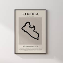 Liberia Map Vintage Abstract Wall Art Print Picasso + Matisse Inspired Travel Poster - thumbnail 1