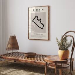 Liberia Map Vintage Abstract Wall Art Print Picasso + Matisse Inspired Travel Poster - thumbnail 3