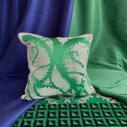 Designers Guild Emerald Green Pillow Cover Bohemian Silk Velvet Cushion - thumbnail 3