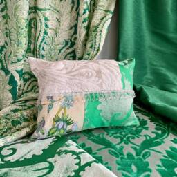 Designers Guild Emerald Green Pillow Cover Bohemian Silk Velvet Cushion - thumbnail 4