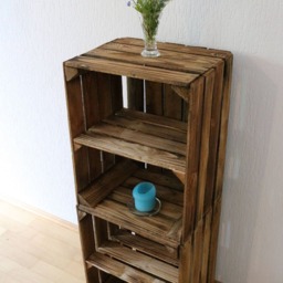 Set Of 2 Rustic Wooden Crates With Intermediate Shelf Shoe Rack Flamed Apple Wine Organizer Vintage Lowboard Wall Solid Wood - thumbnail 2