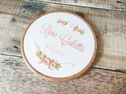 Baby Girl Gift, Birth Announcement Wall Art, Christening Newborn Floral Embroidery Hoop, Nursery Decor, Baptism Gift - thumbnail 1