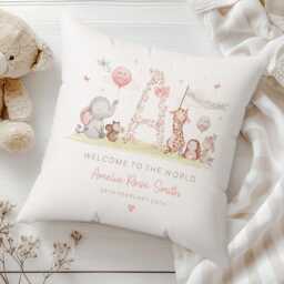 Personalised New Baby Cushion, Girl Gift, Welcome Girl, Nursery Decor, Pillow, Name Birth Stats - thumbnail 3