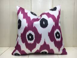 Silk Ikat Pillow Cover, Handwoven Decorative Cushion - 16x16 - thumbnail 1