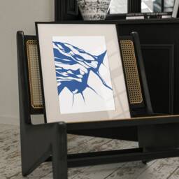 Navy Blue & White Set Of 3 Mountain Prints, Block Colour Prints, Contemporary Art, Blue Line Abstract, Neutral Abstract Gallery Wall Art - thumbnail 2