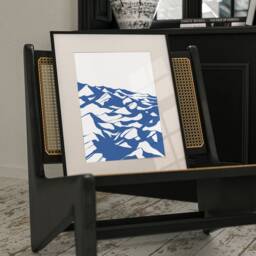 Navy Blue & White Set Of 3 Mountain Prints, Block Colour Prints, Contemporary Art, Blue Line Abstract, Neutral Abstract Gallery Wall Art - thumbnail 3
