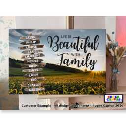 Family Street Sign Post Personalised With Names Picture Wall Art Framed Canvas Print Wife Mum Dad Friend Birthday Fathers Day Gift - thumbnail 2