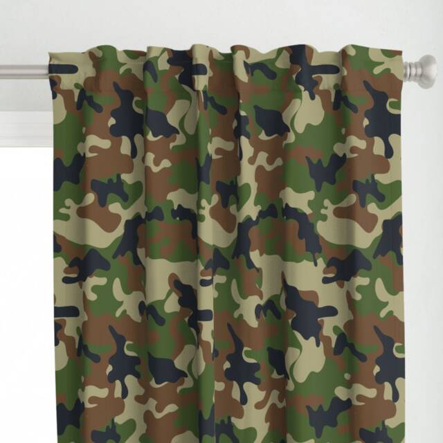 Camouflage Curtain Panel - Woodland Forest Camo Boy Nursery Decor Green Custom Pattern By Artpics - image 1