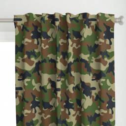 Camouflage Curtain Panel - Woodland Forest Camo Boy Nursery Decor Green Custom Pattern By Artpics - thumbnail 1