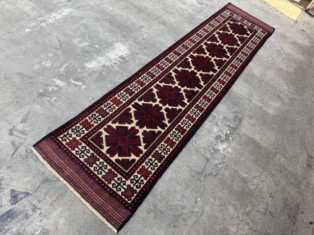 Modern 2'7x11 Afghan Runner Rug - Hand-Knotted Wool Tribal , Boho Oriental Cozy Floral Design Kitchen Hallway - image 1