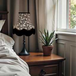 Traditional Feather Print Lampshade With Black Fringe, Handmade in UK - Animal Fabric Lamp Shades - thumbnail 2