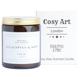 Eucalyptus Peppermint Soy Candle Natural Scented Candle 200Ml Made in London Best Seller Essential Oil - thumbnail 1