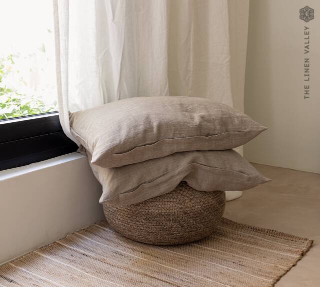 Rustic Linen Pillow Sham With Zipper - Rustic Pillow - Natural Decorative Heavy Lumbar Custom Sizes - image 1