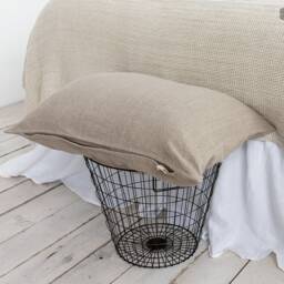 Rustic Linen Pillow Sham With Zipper - Rustic Pillow - Natural Decorative Heavy Lumbar Custom Sizes - thumbnail 4