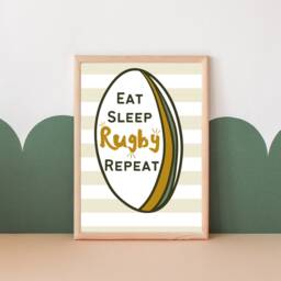 Eat Sleep Rugby Repeat Print. Perfect Sport Wall Art For A Fan's Bedroom, Playroom Or Games Room - Print Only - thumbnail 2