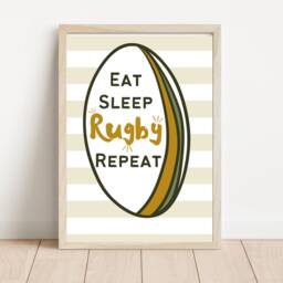 Eat Sleep Rugby Repeat Print. Perfect Sport Wall Art For A Fan's Bedroom, Playroom Or Games Room - Print Only - thumbnail 3