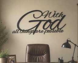 Faith Inspirational Words Metal Wall Hanging Mottos Religious Home Spiritual Room Christian Art Steel Sign Men Gift Bible Verse Church - thumbnail 1