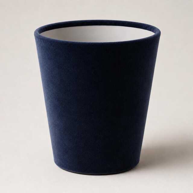 Deep Navy Velvet Waste Paper Bin - Handmade Fabric Basket For Bedroom, Study Or Home Office - image 1