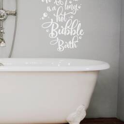 Bathroom Decal - Happiness Is A Long Hot Bubble Bath - Wall Art Shower Door Decals Mirror Vinyl Sticker Hotel Room Wall Decor Soak Soap - thumbnail 3