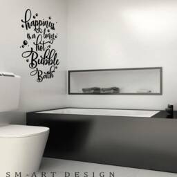 Bathroom Decal - Happiness Is A Long Hot Bubble Bath - Wall Art Shower Door Decals Mirror Vinyl Sticker Hotel Room Wall Decor Soak Soap - thumbnail 2