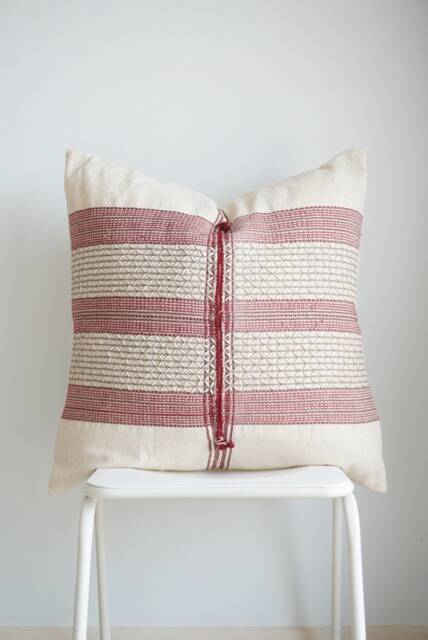Tribal Hemp Hand Woven Striped Natural Dye Color Hmong Pillow Cover - image 1