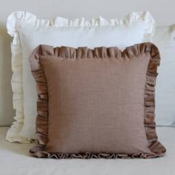 Linen Ruffle Cushion Cover Custom Size Square Cushion Lumbar Pillow Bedroom Nursery 39 Colours - thumbnail 2