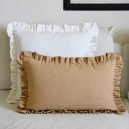 Linen Ruffle Cushion Cover Custom Size Square Cushion Lumbar Pillow Bedroom Nursery 39 Colours - thumbnail 1