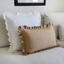 Linen Ruffle Cushion Cover Custom Size Square Cushion Lumbar Pillow Bedroom Nursery 39 Colours - thumbnail 3