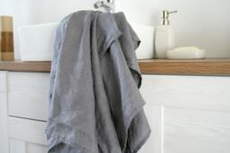 Linen Towel, Hand Bath Face Guest Towels, Dark Grey, Gift Idea