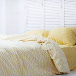 100% Cotton Pillowcase in Yellow & Stars. Handmade Pillow Case Organic Slip Cover Natural Custom Sham European Us Sizes - thumbnail 3